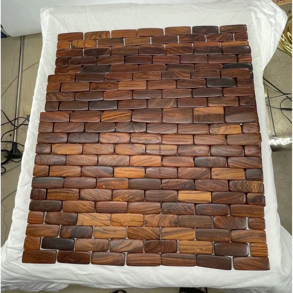 Costa Rica Rosewood Placemats 17.5x11 Wood Brick Brown Flexible Rustic Set of 4